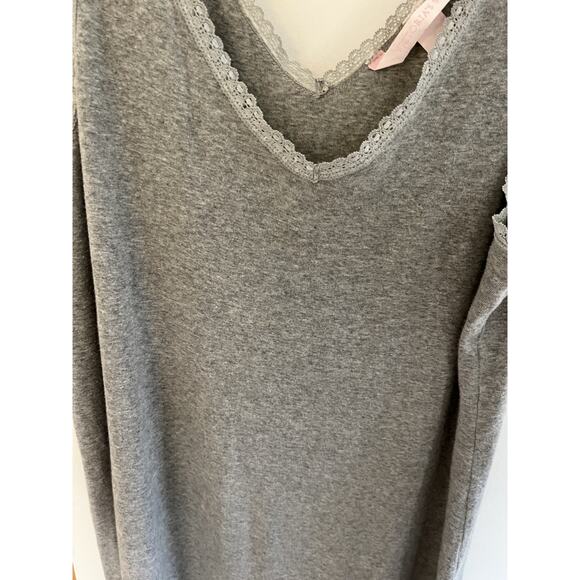 Victoria's Secret Nightgown Sleep Tank Dress Maxi L Gray Cotton Minimalist - Picture 3 of 6